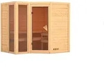 Karibu Sauna Amara-Massivholzsauna 40mm -Eckeinstieg - Exklusivoptik-Ohne...