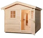 Weka Blockbohlen Saunahaus Mikkeli inkl. Elementsauna-7,5 kW Saunaofen OS inkl.