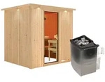 Karibu Sauna Sodin-9kW Ofen int. Steuerung-Inkl.Dachkranz