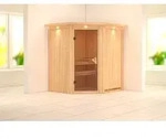Karibu Sauna Taurin mit Eckeinstieg 68 mm-Ohne Ofen-inkl. Dachkranz
