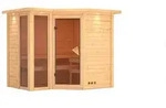 Karibu Sauna Amara-Massivholzsauna 40mm -Eckeinstieg - Exklusivoptik-Ohne Ofen-inkl.