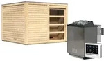 Karibu Gartensauna Saunahaus Cuben inkl. Vorraum, naturbelassen-9 kW...