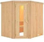 Karibu Sauna Siirin mit Eckeinstieg 68 mm-Ohne Ofen-ohne Dachkranz- Isolierte