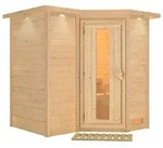 Karibu Sahib 1-Sauna 40mm-Fronteinstieg -Exklusivoptik-Ohne Ofen-inkl. Dachkranz-
