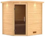 Karibu Woodfeeling Sauna Mia - 38 mm -inkl. Dachkranz-Ganzglast&uuml;r in Graphit-Optik