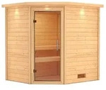 Karibu Woodfeeling Sauna Mia - 38 mm -Inkl. Dachkranz-Klarglas Ganzglast&uuml;r