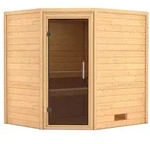 Karibu Woodfeeling Sauna Mia - 38 mm -ohne Dachkranz-Ganzglast&uuml;r in Graphit-Optik