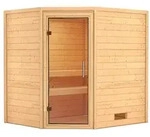 Karibu Woodfeeling Sauna Mia - 38 mm -Ohne Dachkranz-Klarglas Ganzglast&uuml;r