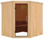 Karibu Sauna Siirin mit Eckeinstieg 68 mm-Ohne Ofen-ohne Dachkranz-Ganzglast&uuml;r in