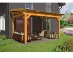 Skan Holz freistehende Terrassen&uuml;berdachung Sanremo 434x300cm eichehell