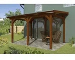 Skan Holz freistehende Terrassen&uuml;berdachung Siena 434x250 nussbaum