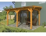 Skan Holz freistehende Terrassen&uuml;berdachung Siena 434x350 eichehell