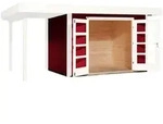 Weka Designhaus 126 A+ inkl. 150 cm Anbau und extra hoher T&uuml;r - 28 mm schwedenrot