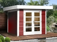 Weka 28 mm Designhaus 126+ mit extra hoher T&uuml;r - 28 mm schwedenrot Designhaus...