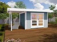 Weka Designhaus 126 A+ inkl. 150 cm Anbau und extra hoher T&uuml;r - 28 mm grau