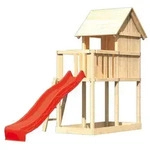 Akubi Kinderspielturm Frieda mit Anbau und Rutsche (Set A)-rot