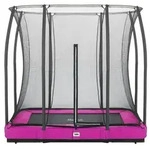 Salta Trampolin Comfort Edition Ground mit Sicherheitsnetz 214 x 153 cm pink