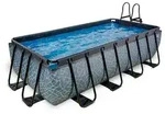 EXIT rechteckiger Rahmenpool mit Kartuschenfilteranlage 400 x 200 cm grau