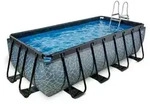 EXIT rechteckiger Rahmenpool Premium mit Sandfilteranlage 400 x 200 cm grau