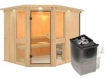 Karibu Amelia 3 - Sauna mit Eckeinstieg 68 mm-9 kW Ofen integr. Steuerung-inkl.