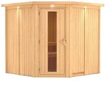 Karibu Sauna Jarin mit Eckeinstieg 68 mm-Ohne Ofen-inkl. Dachkranz- Isolierte