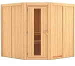 Karibu Sauna Jarin mit Eckeinstieg 68 mm-Ohne Ofen-ohne Dachkranz- Isolierte
