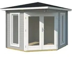 Weka 5-Eck Gartenhaus 408 - 40 mm hellgrau 240 x 240 cm - 50 % Rabatt auf