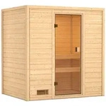 Karibu Woodfeeling Sauna Selena - 38 mm Bronzierte Ganzglast&uuml;r Ohne Dachkranz Ohne