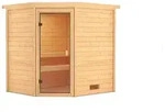 Karibu Woodfeeling Sauna Elea - 38 mm Bronzierte Ganzglast&uuml;r Ohne Dachkranz Ohne