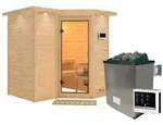 Karibu Sauna Sahib 1-Massivholzsauna 40mm-Fronteinstieg -Exklusivoptik - 9 kW...