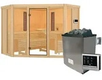 Karibu Multifunktions-Sauna Asta inkl. Infrarotstrahler mit Eckeinstieg 68 mm Ohne