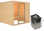 Karibu Woodfeeling Sauna Jutta - 38 mm Bronzierte Ganzglast&uuml;r Ohne Dachkranz 9 kW