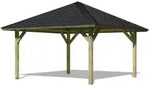 Karibu 4-Eck Pavillon 359 x 359 cm (Holm 1) kesseldruckimpr&auml;gniert Sparset inkl.