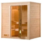 Weka Premium Massivholzsauna Bergen 1 - 45 mm Ganzglast&uuml;r u. Fensterelement