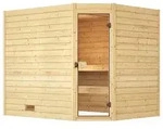 Weka Sauna Valida Eck Gr. 3 mit Glast&uuml;r - Massivholzsauna 38 mm mit Eckeinstieg Ohne