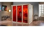 Weka Premium Massivholz-Elementsauna Kemi Panorama 3 mit Glast&uuml;r+2 Fenster und
