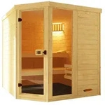 Weka Massivholz-Elementsauna Laukkala 3 mit Glast&uuml;r+Fenster - 38 mm mit Eckeinstieg