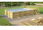 Weka Massivholzpool 595 Gr. 2 - 45 mm - 636 x 400 cm Poolfolie: Mosaik blau