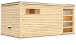 Karibu Gartensauna Saunahaus Hygge inkl. Vorraum, naturbelassen-Ohne Ofen