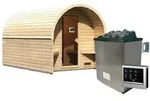 Karibu Gartensauna/Saunafass Fasshaus 3 9 kW Ofen inkl. Steuerger&auml;t