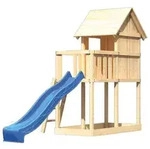 Akubi Kinderspielturm Frieda mit Anbau und Rutsche (Set A)-blau