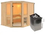 Karibu Amelia 3 - Sauna mit Eckeinstieg 68 mm-9 kW Ofen integr. Steuerung-ohne