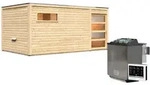 Karibu Gartensauna Saunahaus Hygge inkl. Vorraum, naturbelassen-9 kW...