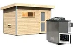 Karibu Gartensauna Pultdach Saunahaus Skrollan 1 mit Vorraum-9 kW Bio-Kombiofen...