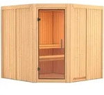Karibu Sauna Jarin mit Eckeinstieg 68 mm - Ohne Ofen-Ohne Dachkranz-Klarglas