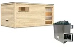 Karibu Gartensauna Saunahaus Hygge inkl. Vorraum, naturbelassen-9 kW Ofen inkl.