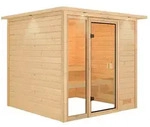 Karibu Woodfeeling Sauna Jutta - 38 mm Bronzierte Ganzglast&uuml;r Inkl. Dachkranz Ohne