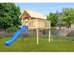 Akubi Steltzenhaus Fidel mit Satteldach inkl. Wellenrutsche naturbelassen blau