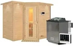 Karibu Sahib 2-Sauna 40mm -Eckeinstieg - Exklusivoptik-9 kW Bio-Kombiofen inkl.