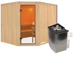 Karibu Woodfeeling Sauna Horna - 68 mm Aktionssauna Bronzierte Ganzglast&uuml;r Ohne